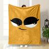 Minimalist Cartoon Face with Large Expressive Eyes and a Sly Smile. for All Seasons Blanket Lunch Break Throw Gift