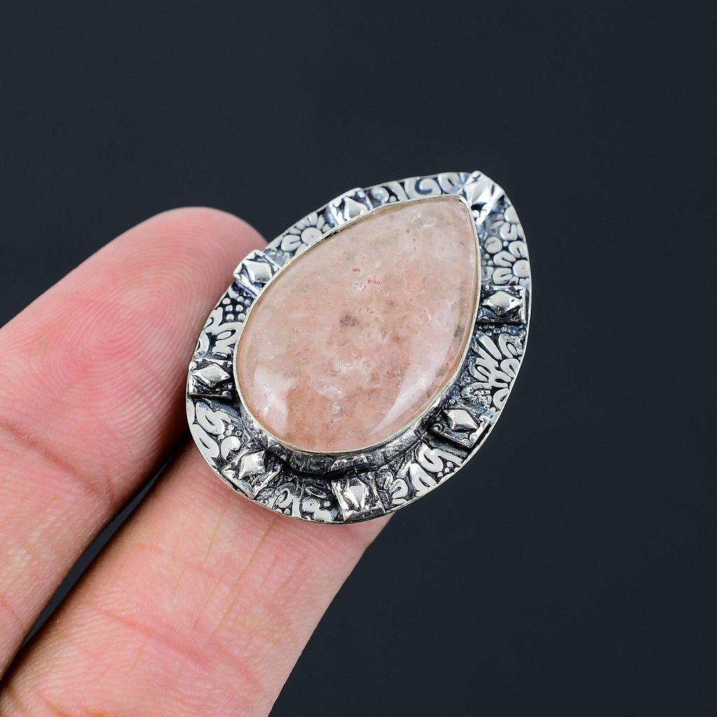 Daughters Day Sale Sterling Silver Natural Strawberry Quartz Promise Ring Size 8