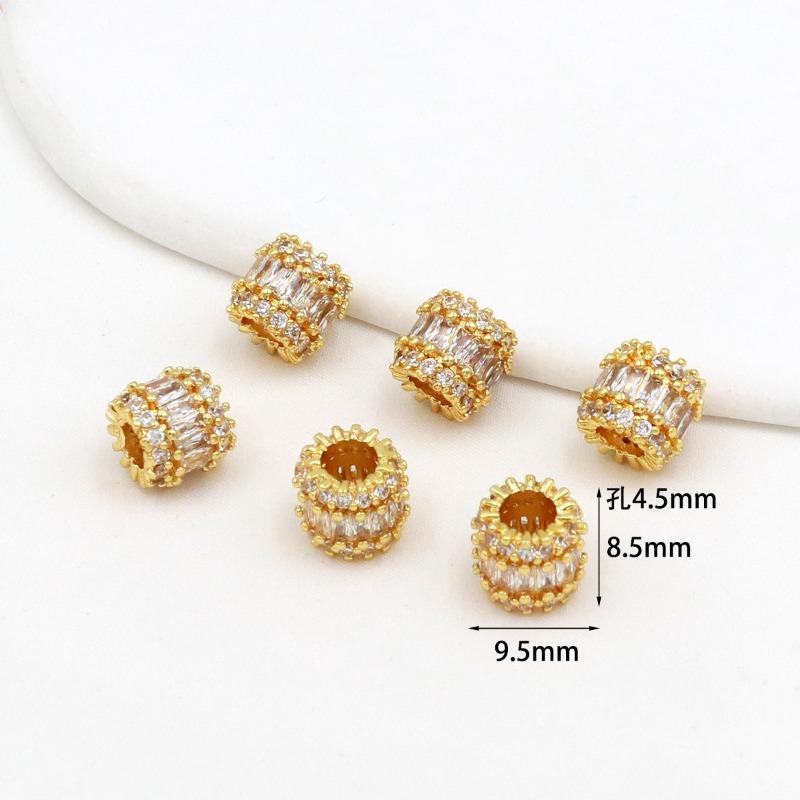 Farbechtheit k Echtgold mikro-eingefasster Zirkon Fassperlen Straße durchbohrt kleine Taille Kristallarmband DIY Perlenabstandshalter mit Perlen C
