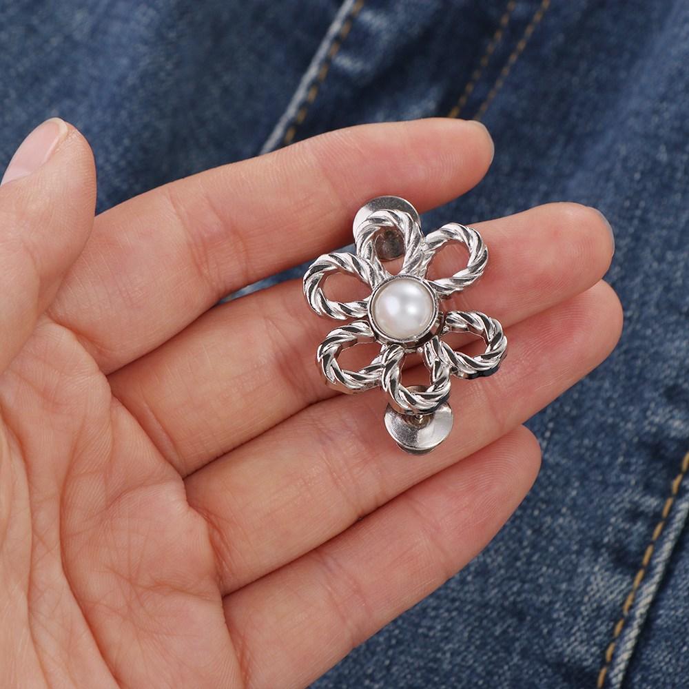 Waist Buckle Flower Pants Button Tightener Zinc Zinc Alloy Jean Buttons for Loose Jeans  Unisex