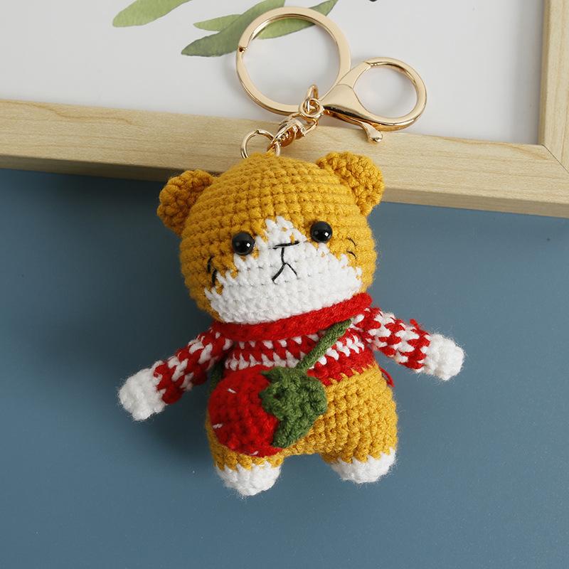 Handmaking Crochet Rabbit Doll Keychain For Gifts Cute Animal Doll Crochet Keychains Knitting Kitten Keyrings Custom