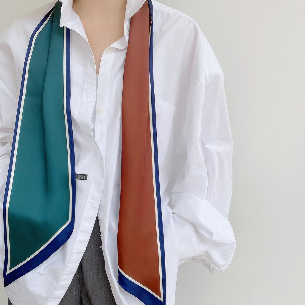 Primavera e verão cetim longo cachecol para mulheres protetor solar xale moda beleza cena cetim longo cachecol versátil viagem cachecol