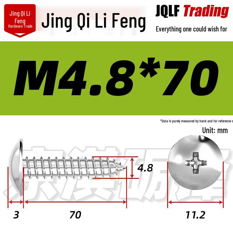 Flat Head Phillips Stainless Steel Self-Tapping Screw M3-M5 for Furniture and Wood.