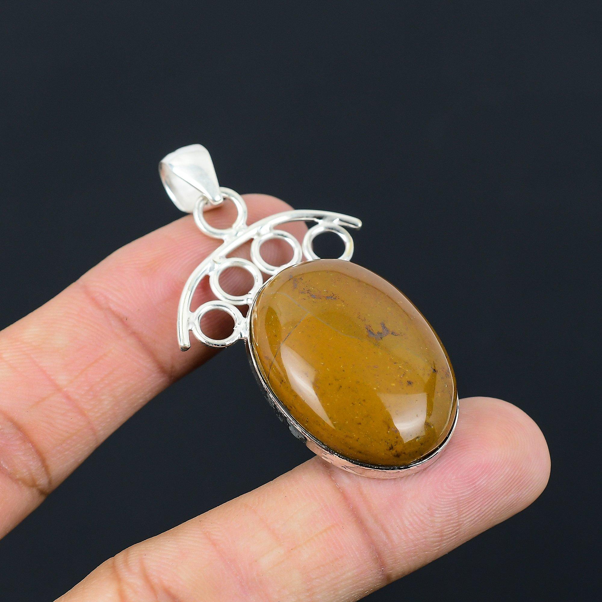 

Daughters Day Deal 925 Silver Seam Agate Stone Wife Engagement Pendant Jewelry