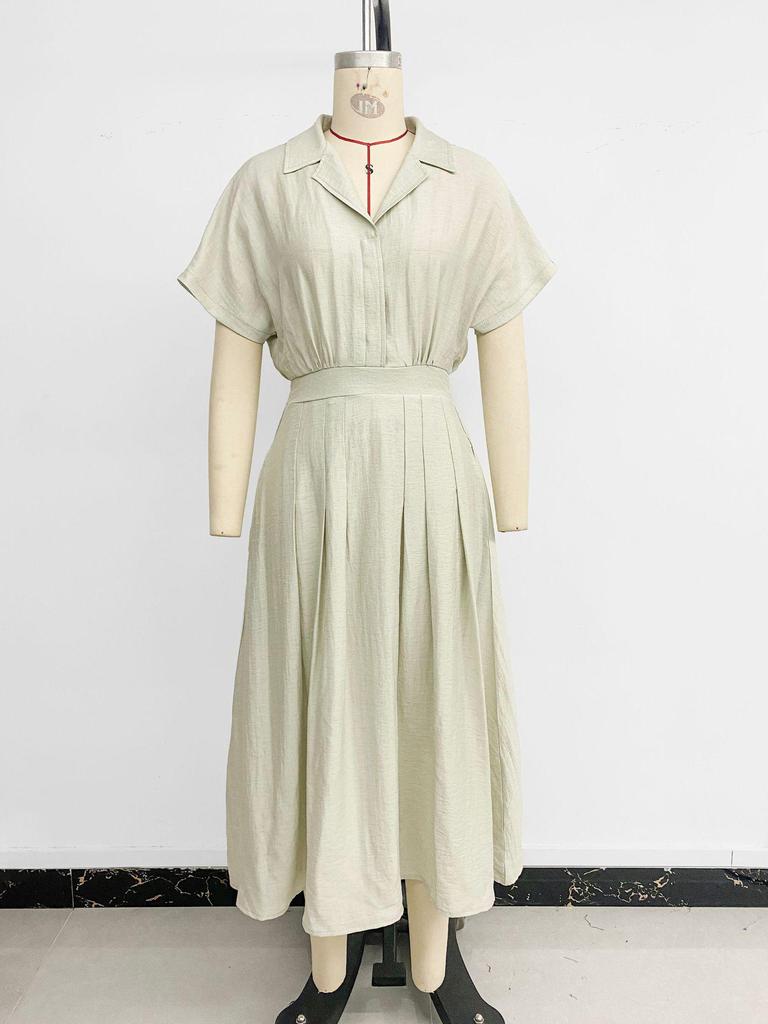 European & American Women's Casual Cuban Collar Shirt Dress 2026