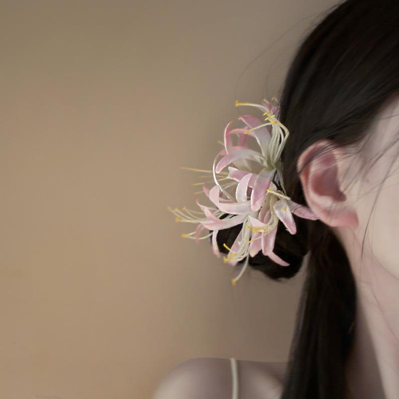 Retro red other side flower duck bill clip side bangs hairpin super fairy vacation hair accessories