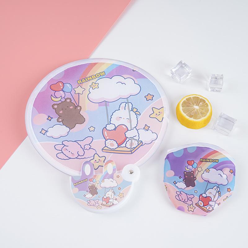 Mini Cartoon Handheld Folding Fan - Cute Student Design with Customizable Logo