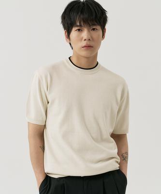 GNOK Layered Round Short Sleeve Knit [Beige]