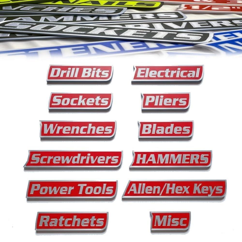 Portable 3D-Printed Tool Box Labels  For Steel Toolboxes Carts Drawers and Cabinets