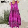 Sleeveless Women Floral Gmxia Summer Print Round Neck Dress