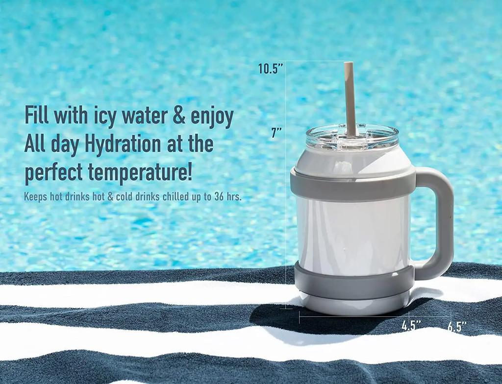Tazza Termica Portatile da 50 oz in Acciaio Inossidabile 304, Tumbler, Borraccia Termica da Esterno, Borraccia Sottovuoto per Freddo e Caldo, Borraccia Sportiva con Cannuccia