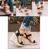 Elegant Summer Hemp Ladies Peep Toe Rope Wedge Sandals With Buckle Ankle Strap