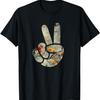 Elegant Silhouette Wildflowers Floral Peace Sign Hand T-Shirt(84)