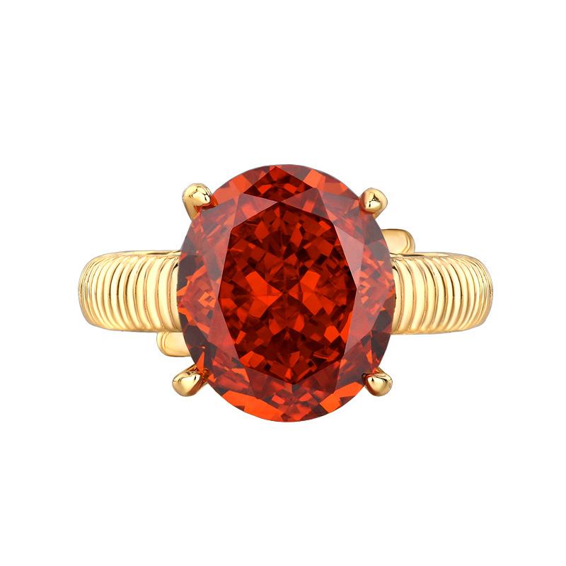 Herbst- und Winterschmuck Kupferboden Vergoldet Hochkarätiger Diamant Eisschliff Taubenei-Ring Damen 12 * 14