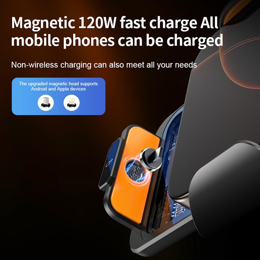 Caricabatterie Wireless Veloce per Auto da 66W Supporto a Morsetto Automatico Porta Telefono per Bocchetta d'Aria