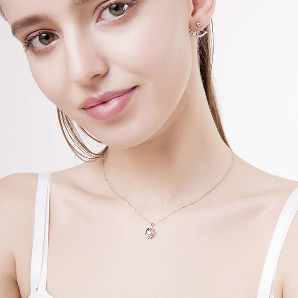 New 925 Sterling Silver Women Necklace Fashion Beautiful Blue Pink Zircon Flowers Pendants Clavicle Chain Jewelry Gift
