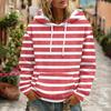 Women's Striped Print Casual Long Sleeve Hoodie with Pocket and