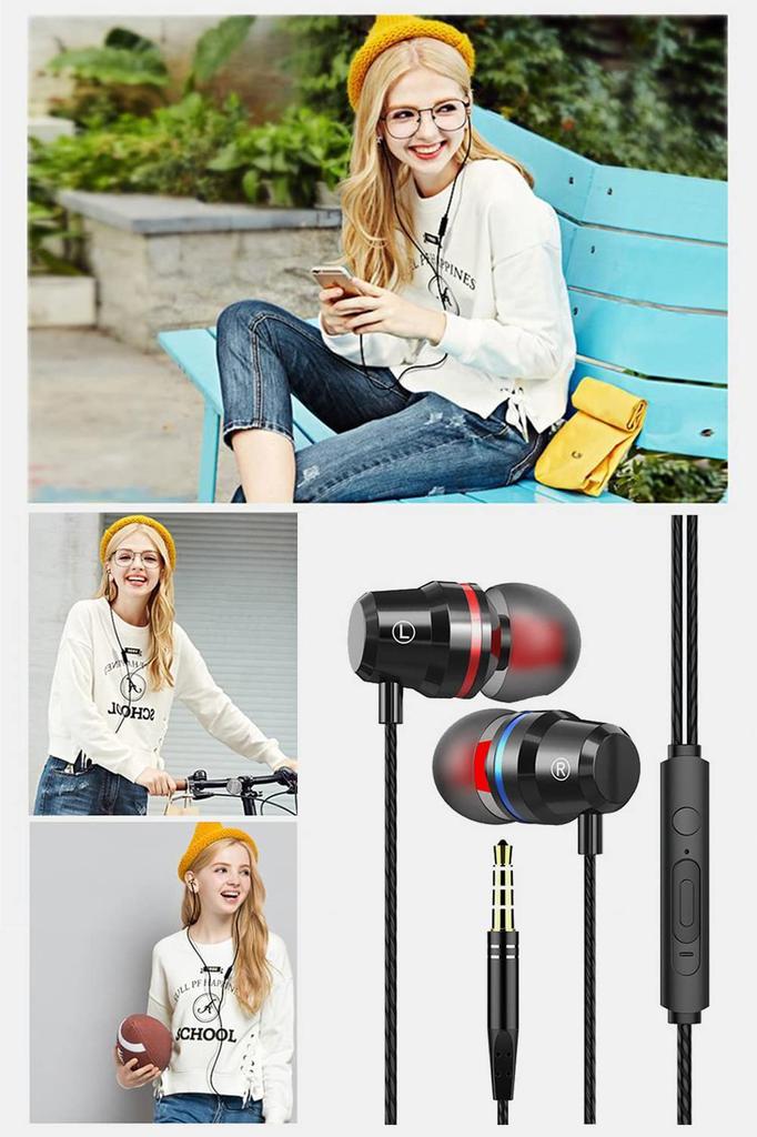 [2024 Improved Model] Wired Earphones with 3.5mm Jack, Noise Cancelling, Microphone, High-Resolution Audio, Clear Calling, HiFi Sound Quality, Volume