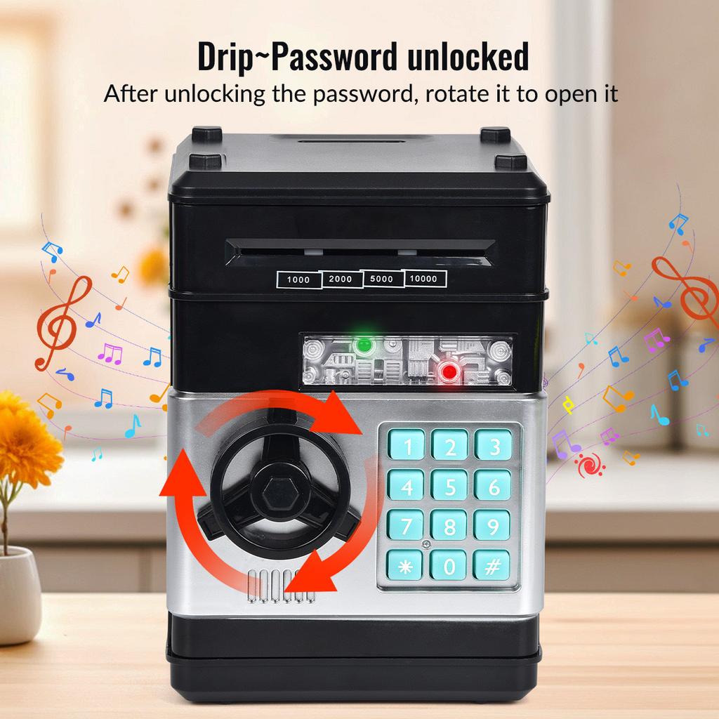 Children's Cartoon Password Box, Piggy Bank, Atm Safe Box Cabinet, Music Automatic Roll Money Piggy Bank, Deposit Machine Toy