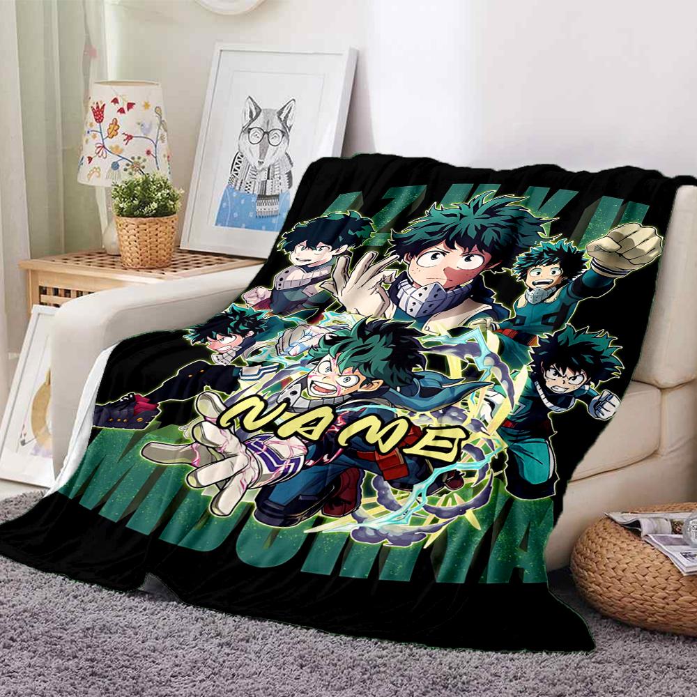 Custom 1pc Midoriya's Dynamic Poses Blanket, Soft And Comfortable Blanket, Casual Warm, Camping Travel Blanket, Birthday Gift Q912104