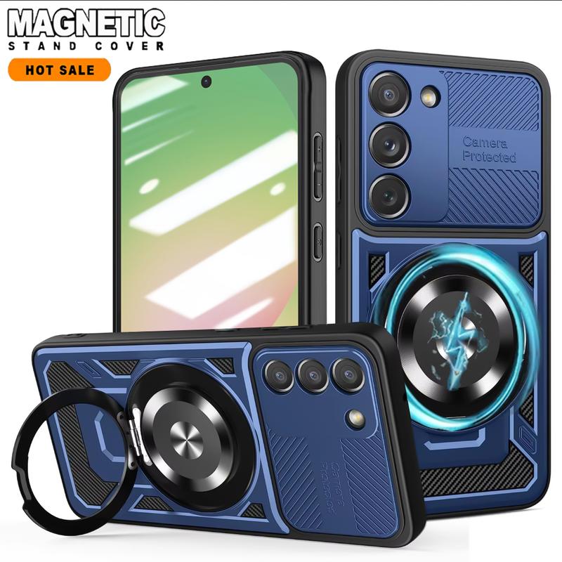 Slide Camera Armor Protection Case For Samsung A56 A36 A26 A16 A55 A35 A25 A15 A17 360° Rotating Magnetic Ring Stand Phone Cover
