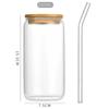 1pc Drinking Glasses with Bamboo Lids and Glass Straw 16 oz Iced Coffee Glasses Cute Tumbler Cup for Smoothie, Boba Tea, Whiskey
