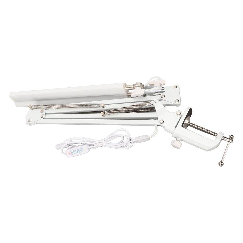 Double Headed Clip Table Lamp Folding Long Swing Arm Eye Care Brightness Adjustable Study Reading