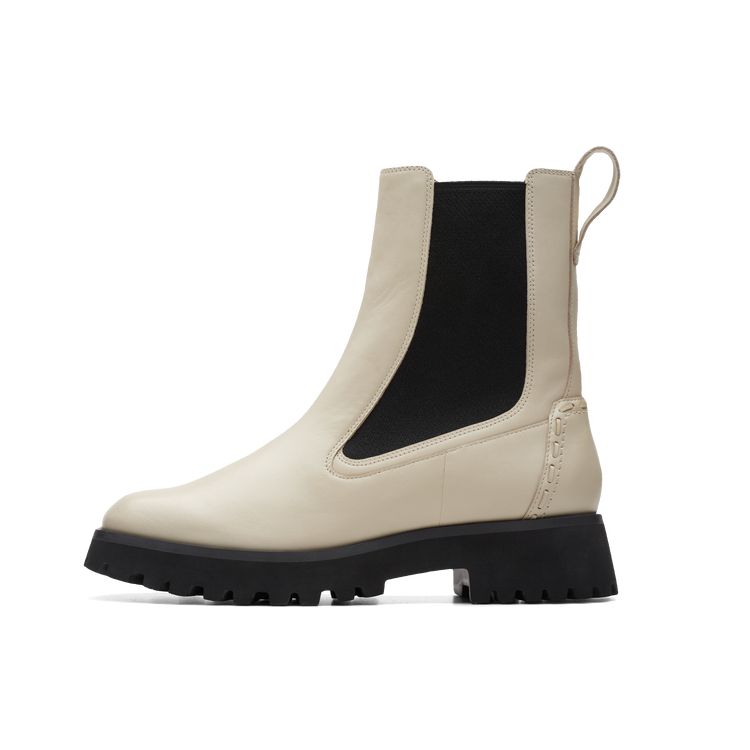 Clarks Classic Retro British Style Short Chelsea Boots Women boots White 261747114