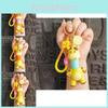 Adorável Chaveiro Girafa Desenho Animado Charm Anel de Chave de Silicone Alça de Bolsa Fofa