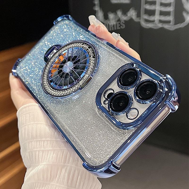 Rotating Gyro Cooling Suitable for Apple 16promax Electroplating Bracket Mobile Phone Case IPhone 15 Magnetic Protection Case