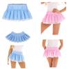 Unissex feminino masculino sissy cintura elástica renda bainha plissada curta gingham mini saia evasê