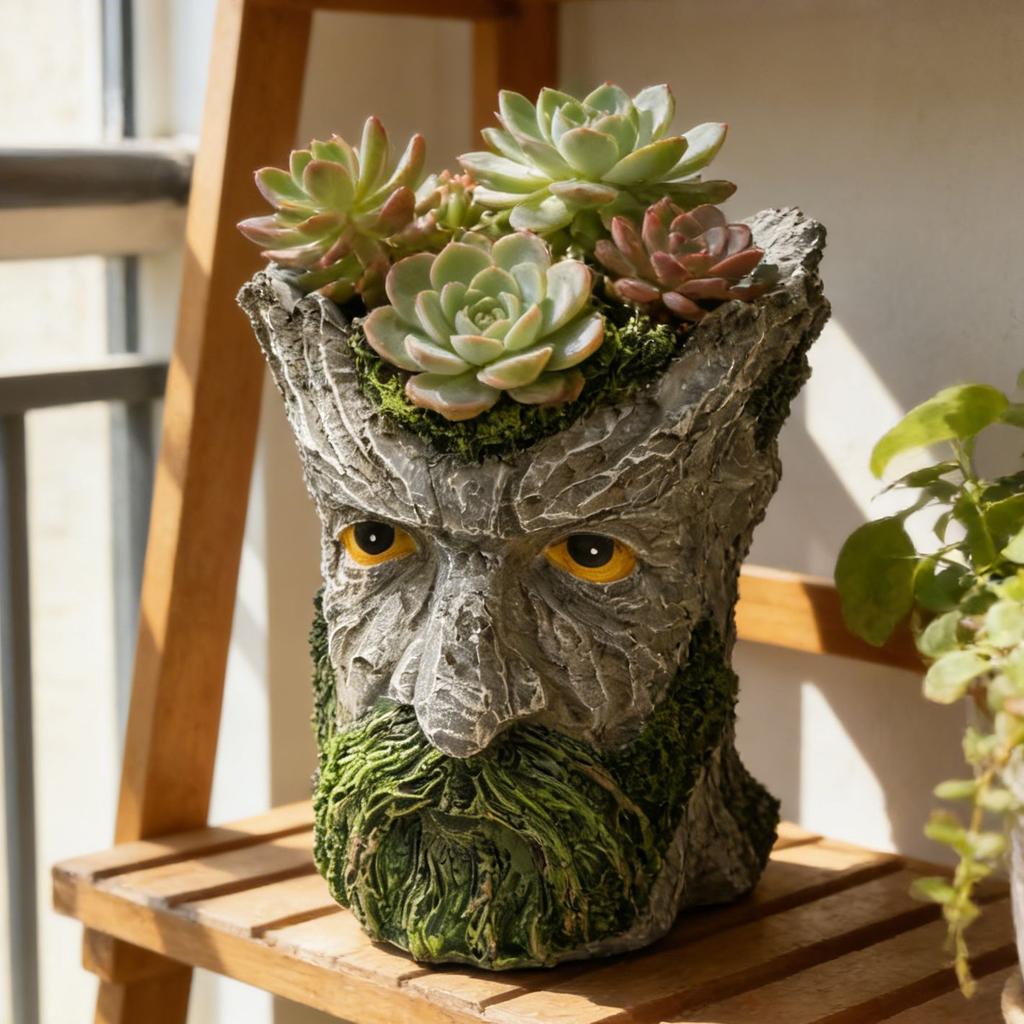 Outdoor Resin Animal Lion Heads Flower Pot Statue Ornament Balcony Garden Lawn Figurines Crafts Courtyard Accessories Decoration