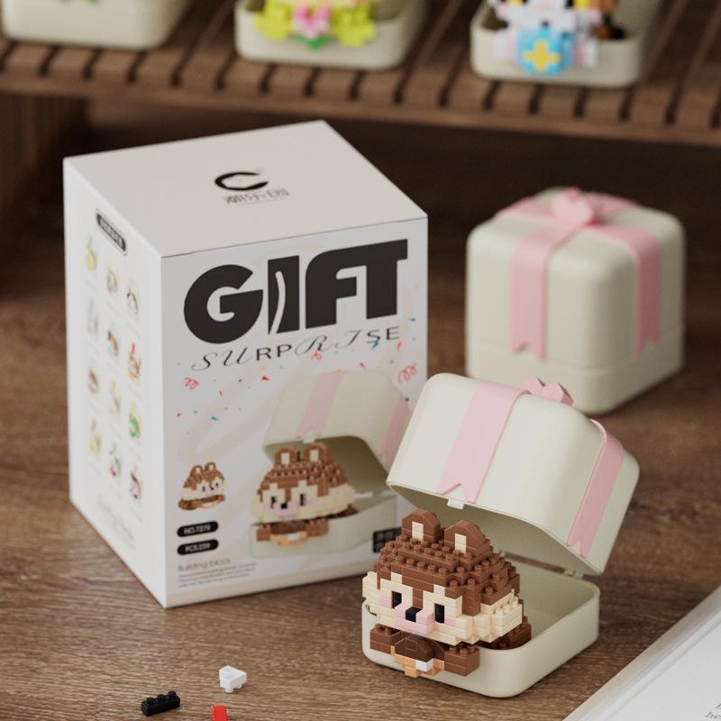 LEGO Compatible Red Panda & Rabbit Plush Ornament Building Set - Cute Pet Gift & Educational Toy for Kids