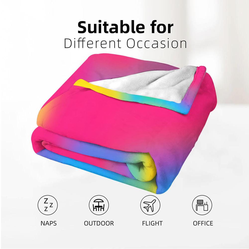 Neon Blurry Gradient Soft Flannel Blanket Breathable Warm Throw for Office Car Sofa Kids Room Birthday Xmas Gift