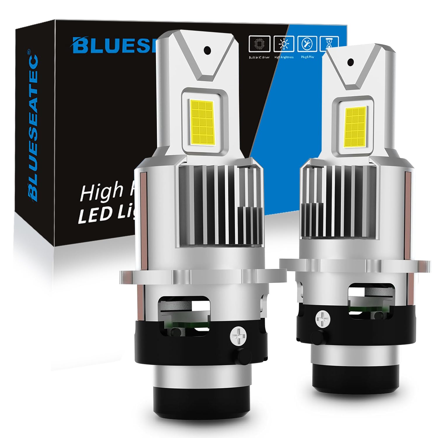 BLUESEATEC D2R LED Headlight, Car Inspection Compatible, D2R LED Bulb, Explosive Light, 5x Brightness, D2S D2R