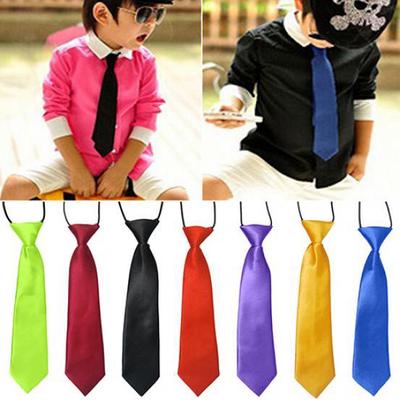 School Boys Kids Children Baby Wedding Banquet Solid Colour Elastic Tie Necktie