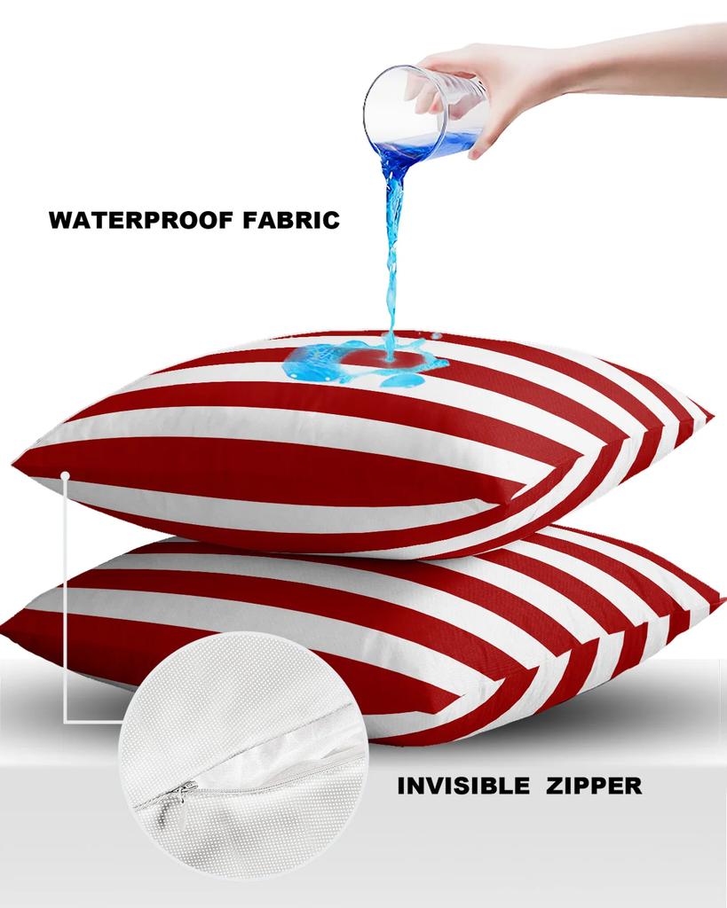 2/4 STÜCKE Outdoor Kissenbezug Rot Weiße Streifen Wasserdicht Dekorative Sofa Überwurf Kissenbezug Garten Terrasse Kissenbezüge