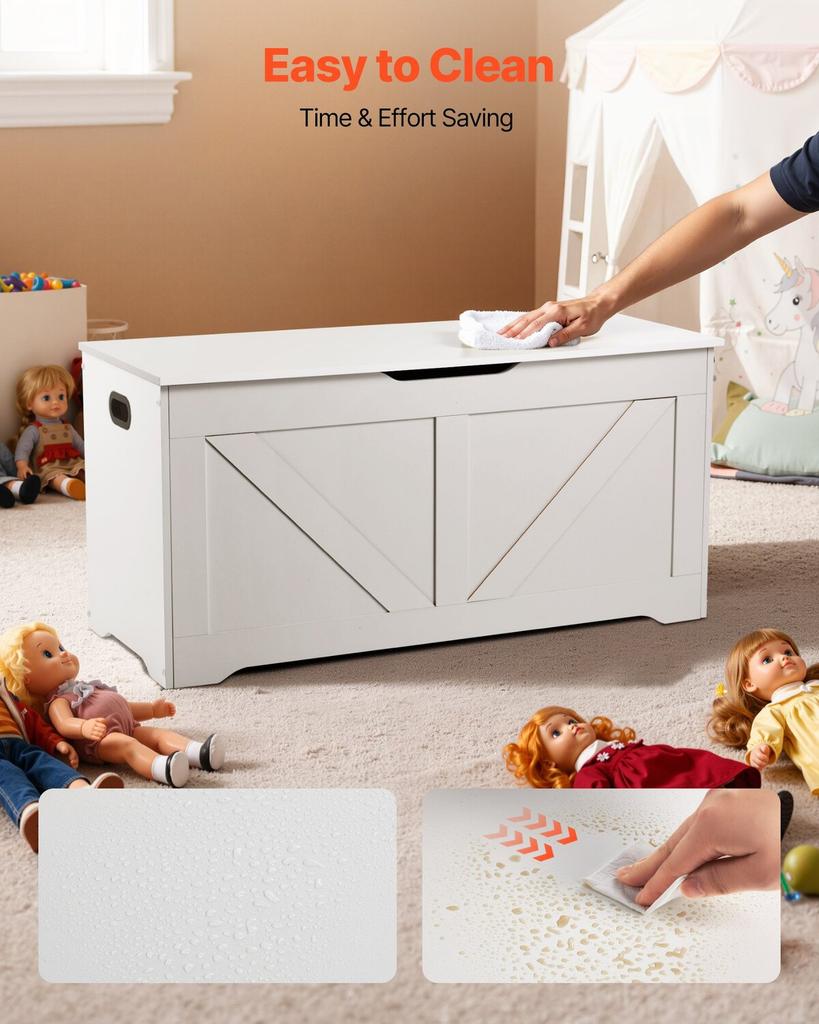 Kids Storage Bench, Wooden Toy Box Chest, Large Storage Cabinet with Safety Hinge, Toddlers Storage Bench for Playroom, Living Room or Entryway, Easy