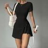 Yoga One-Piece Short Skirt Tight Back Fake Two-Piece Outdoor Fitness Anti-Light Sports Tennis Skirt Women