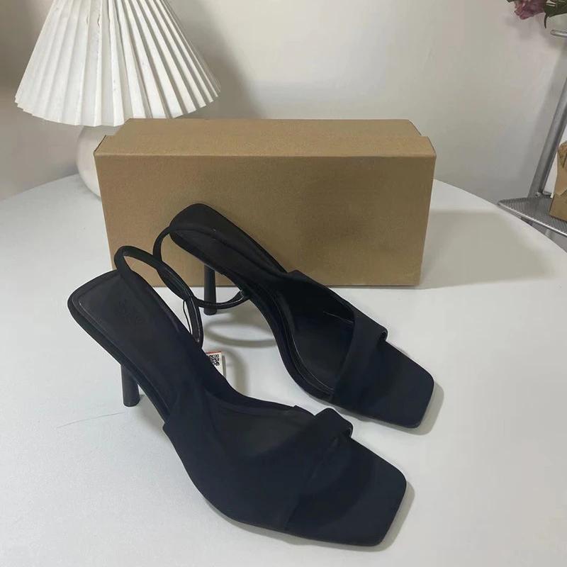 Fashion Elegant High Heel Women's Sandals Open Toe Square Head Female Footwear 2025 Summer Luxury Designer Ladies Shoes Good Quality