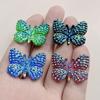 New 30*23mm  AB color Resin Butterfly Rhinestone diy hair accessories Flat back Scrapbook Flat back wedding decoration 10pcs/lot