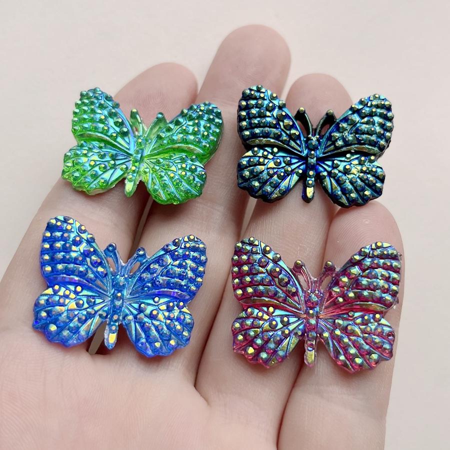 New 30*23mm  AB color Resin Butterfly Rhinestone diy hair accessories Flat back Scrapbook Flat back wedding decoration 10pcs/lot