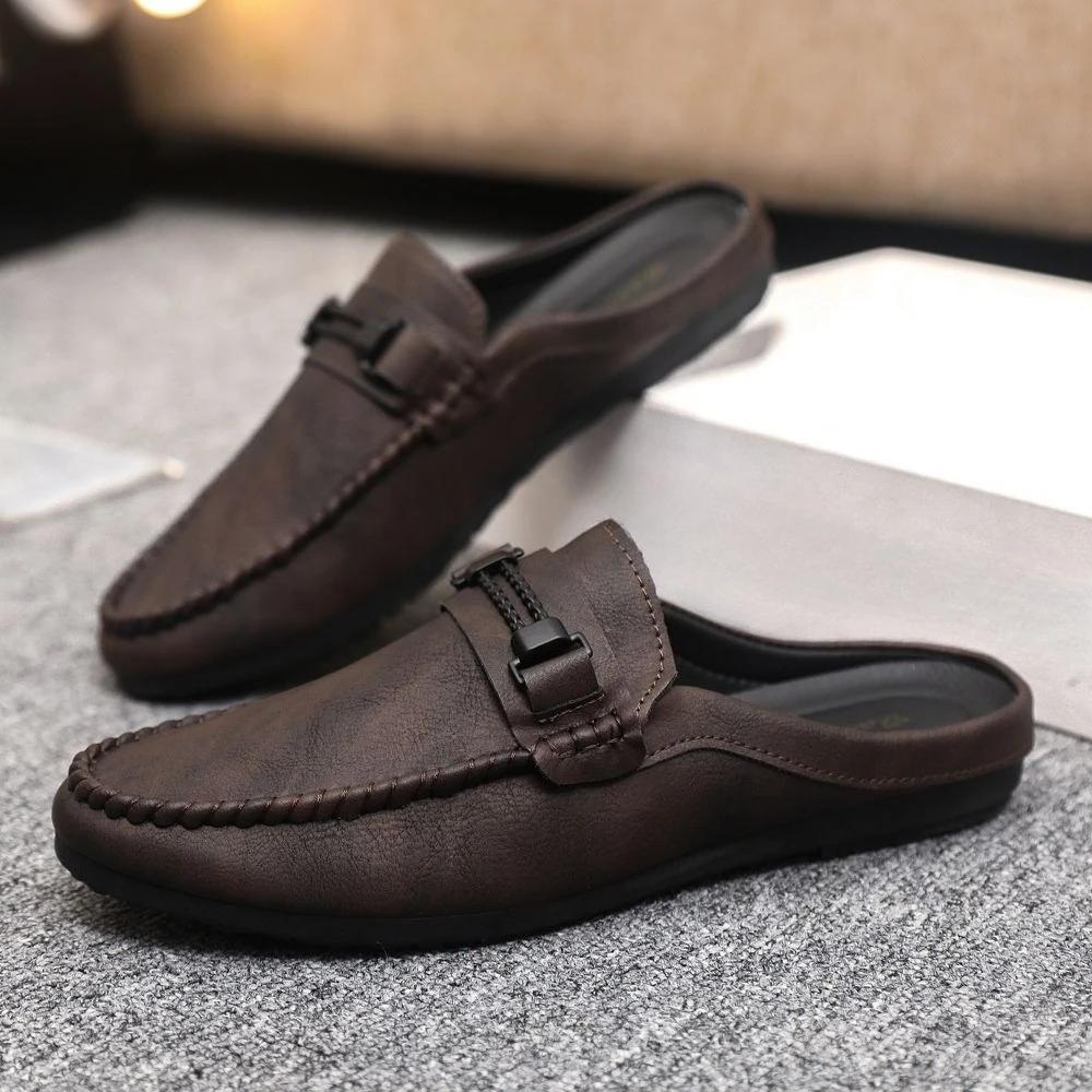 Fashion Half Slippers for Men Outdoor Mules Flat Sandals Man Rubber Original Low Price Mascullino Trend 2025 Fashion Summer Sale Shoes