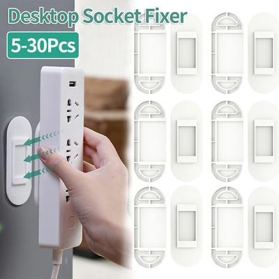 5-30 Stück Selbstklebende Desktop-Steckdosenfixierung Kabelorganisator Wandhängender Mehrfachsteckdosenhalter Fixator Einsteckbarer Abnehmbarer Fixierer