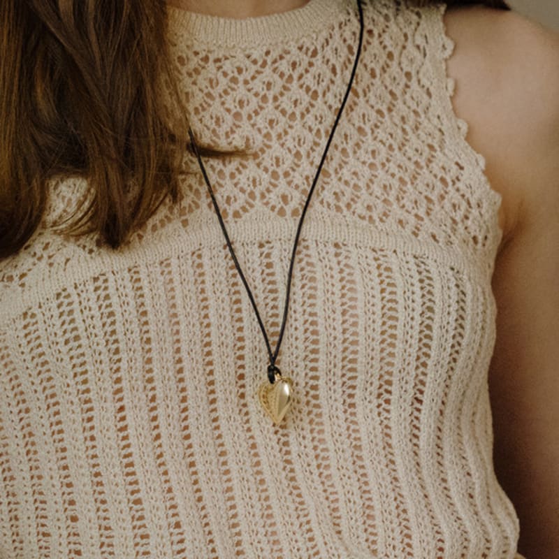 HAS HA049 Volume Heart Long Necklace