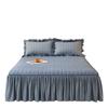 Solid Color Quilted Polyester Bed Sheet Bed Skirt Dual-use Bed Cover Simple Princess Style Kit Non-slip Dust-proof MattressCover