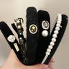 Rose Black Velvet Hair Bands For Women Classic Popular Korea Design Camellia Pearl Ribbon Headdress Head Wrap Headband