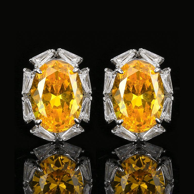 Yellow Pigeon Egg Three-Piece Ring Necklace Earrings Fashion Temperament Women S Jewelry