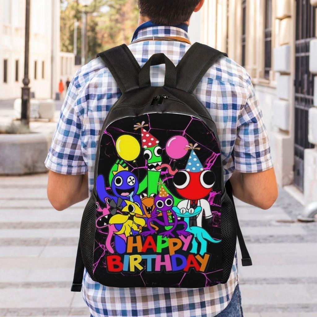 Rainbowed Cartoon Friends Backpack Youth Polyester Travel Backpacks Soft Funny High School Bags Rucksack