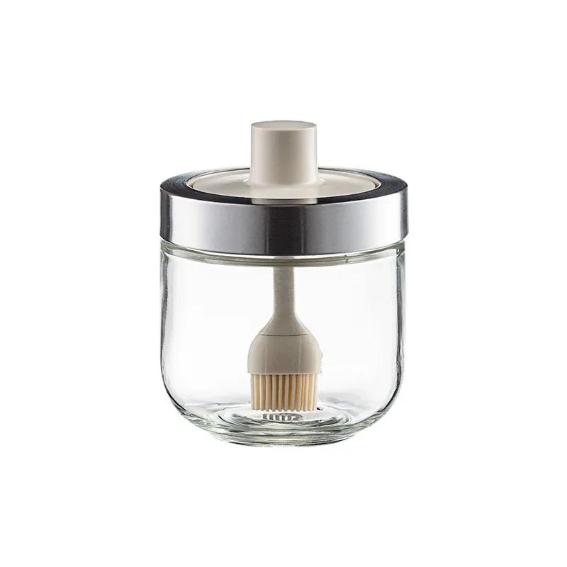 Outils d'assaisonnement, Combinaison de pots à épices, Couvercle cuillère intégré, Verre, Fournitures de cuisine, Salière, Bouteille à huile, Pot à assaisonnement